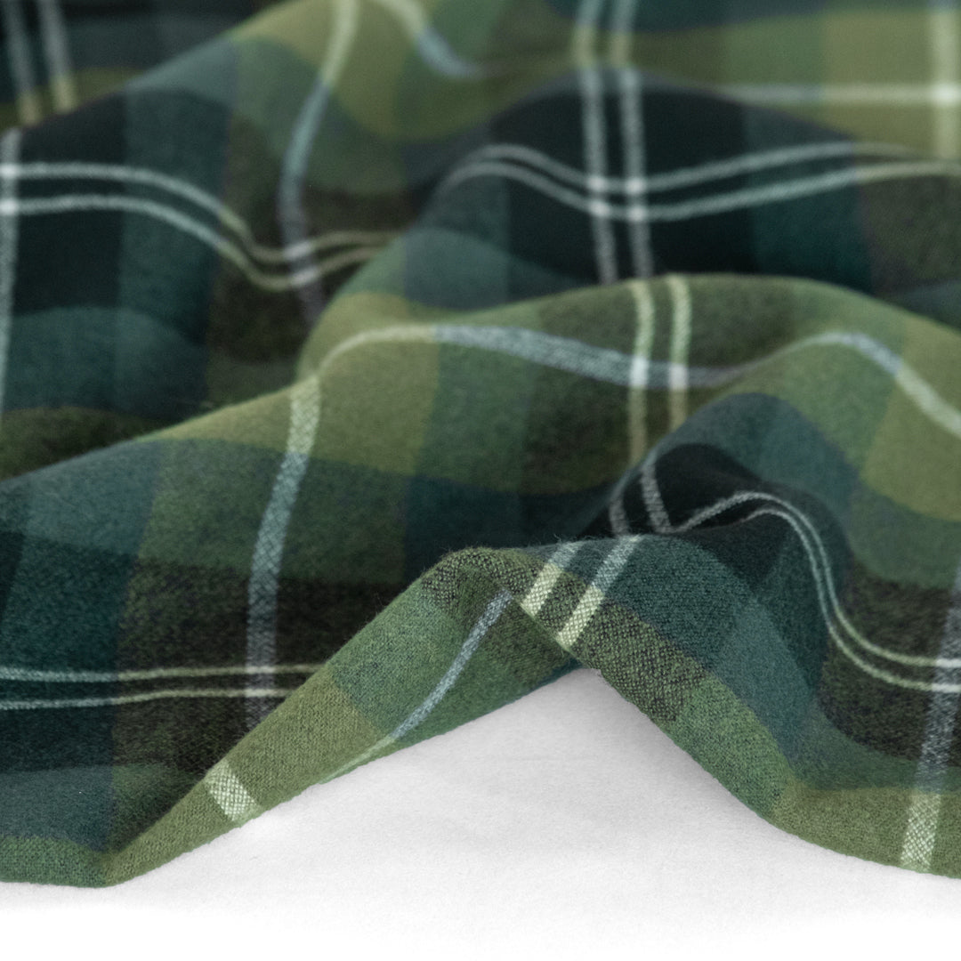 Plaid Brushed Double Faced Coating - Forest