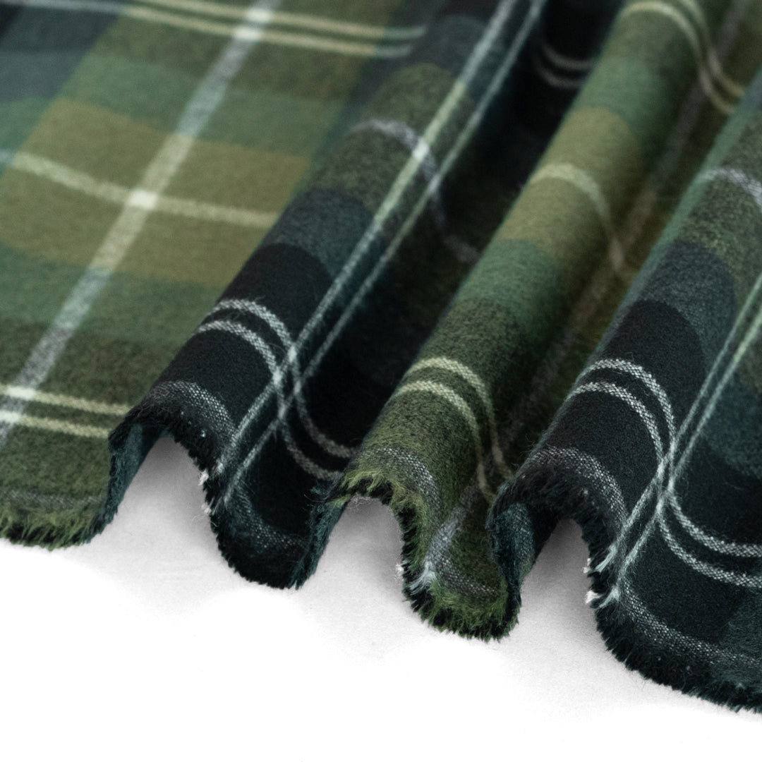 Plaid Brushed Double Faced Coating - Forest