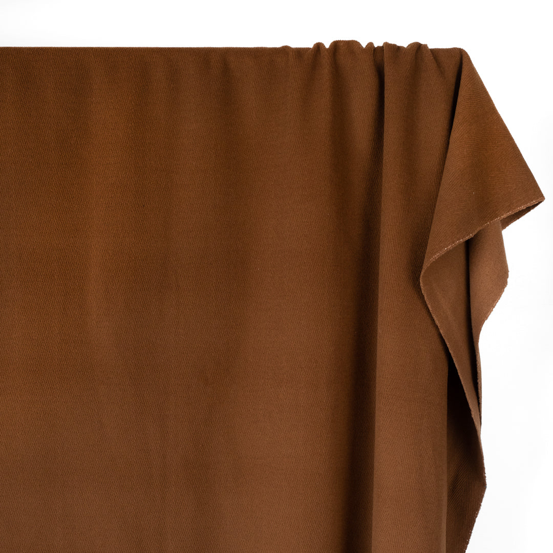 Deadstock Chevron Textured Wool Blend Coating - Toffee