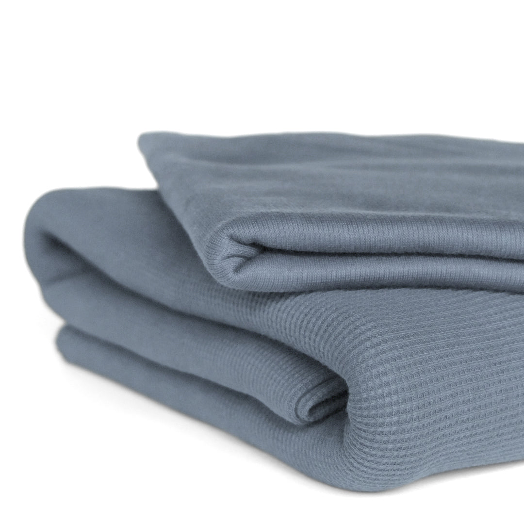 Deadstock Organic Cotton Waffle 2x2 Ribbing - Cloudy Blue