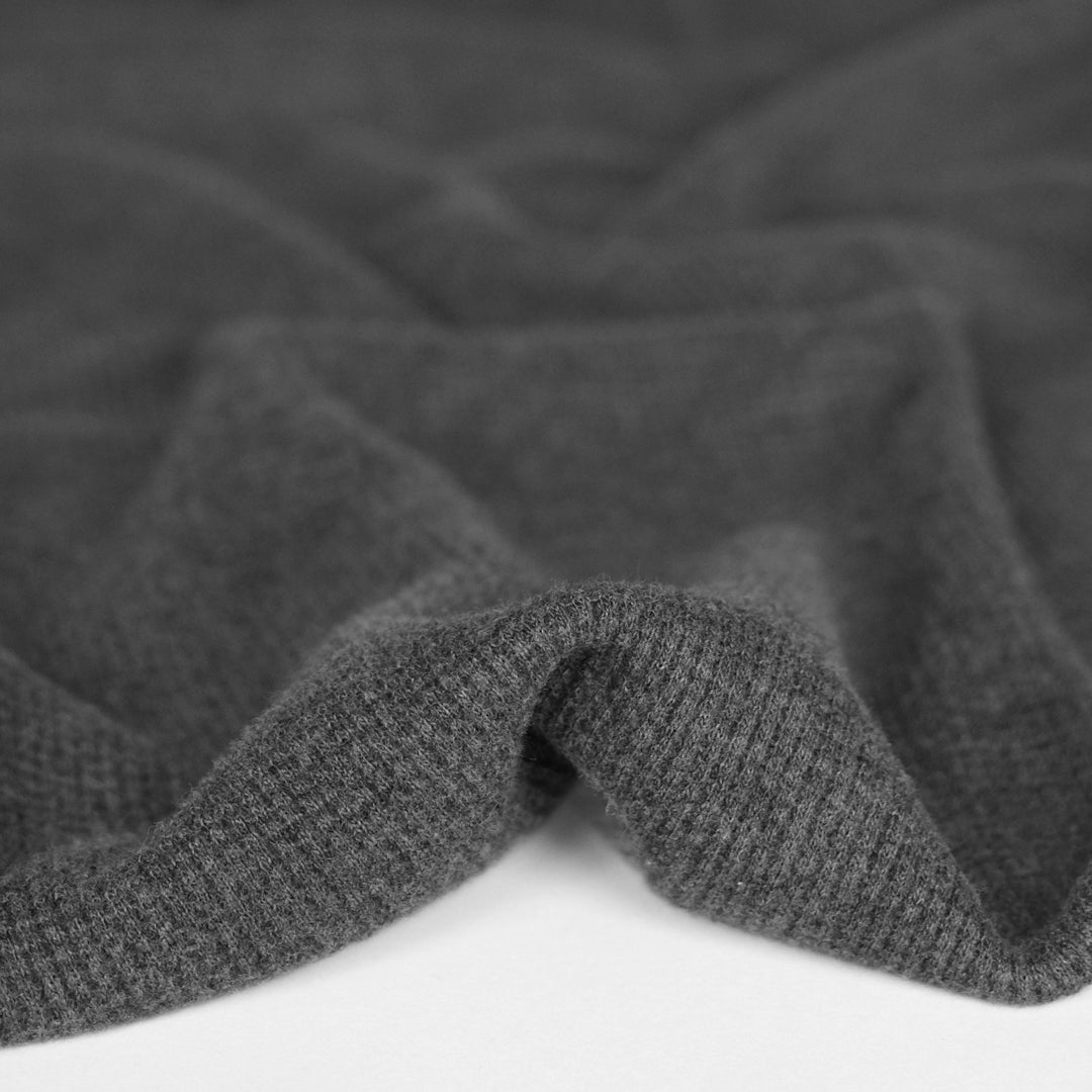 Deadstock Organic Cotton Waffle Knit - Heather Charcoal