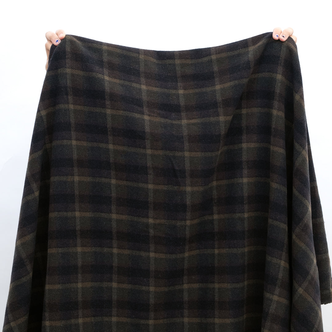 Deadstock Plaid Wool Blend Coating - Olive/Brown/Midnight