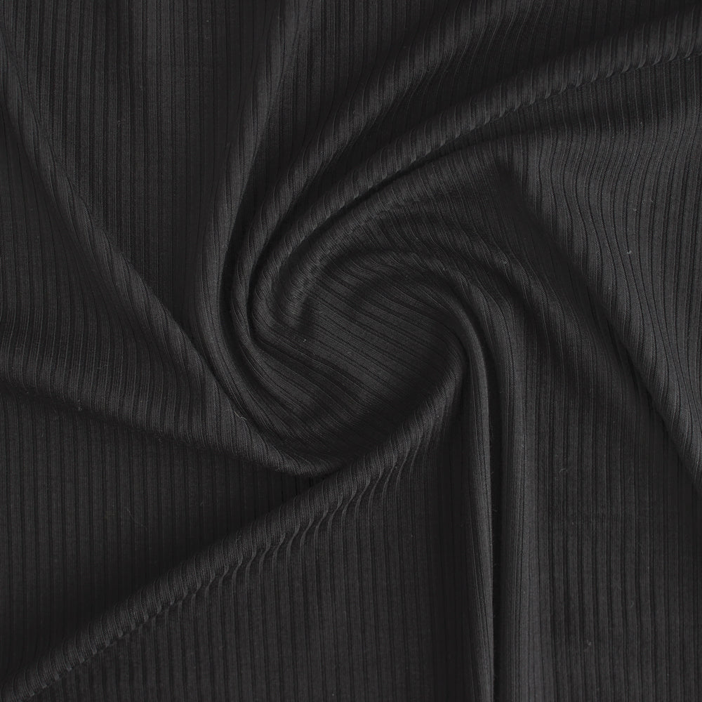 Black Lycra Stretch Knit Rib, Luxurious Fine Quality Rib Fabric Panel Cuff  Waistband Ribbed Trimming. Waist Band & Neck Band Ribs