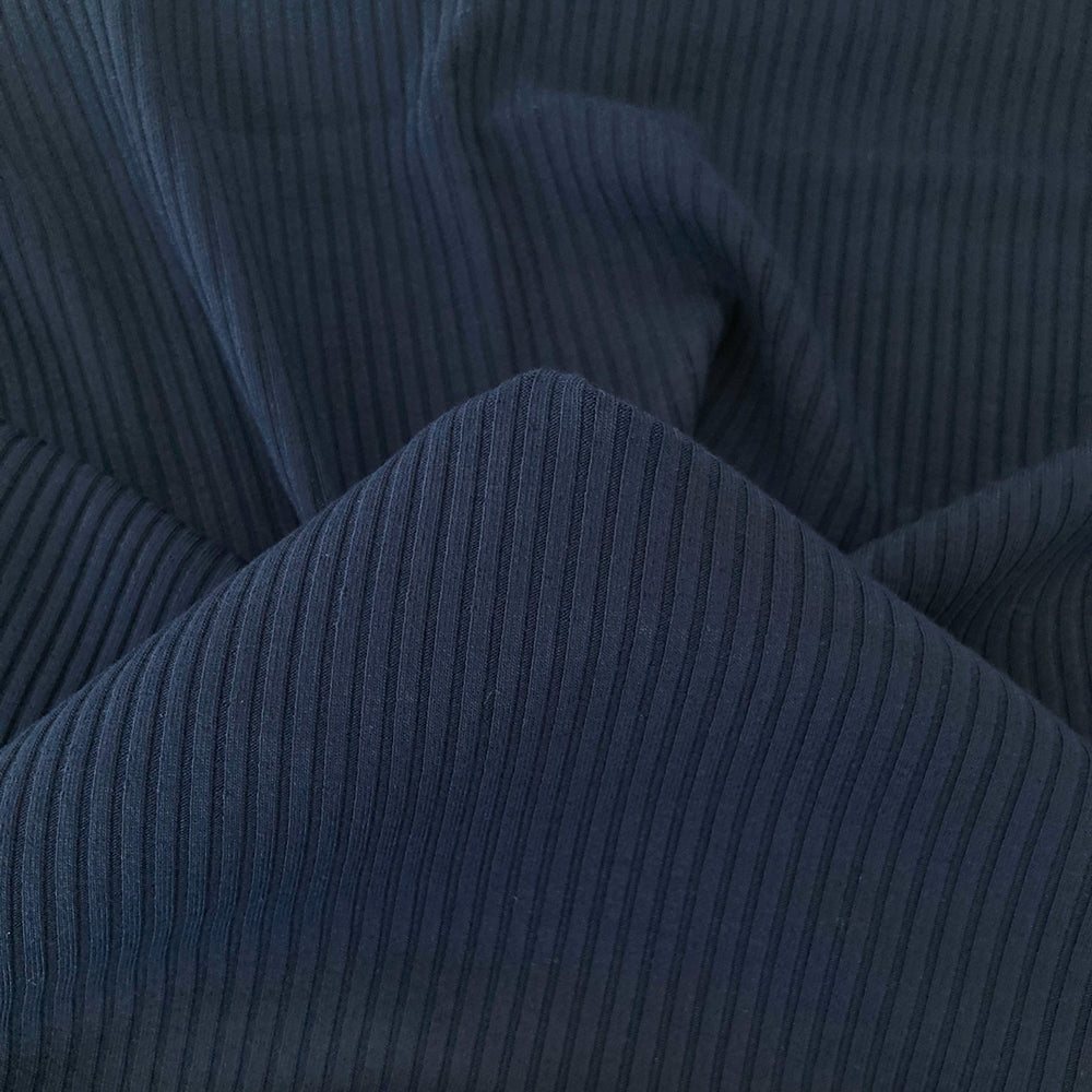 Medium Weight Bamboo Rib Knit - Midnight Blue | Blackbird Fabrics