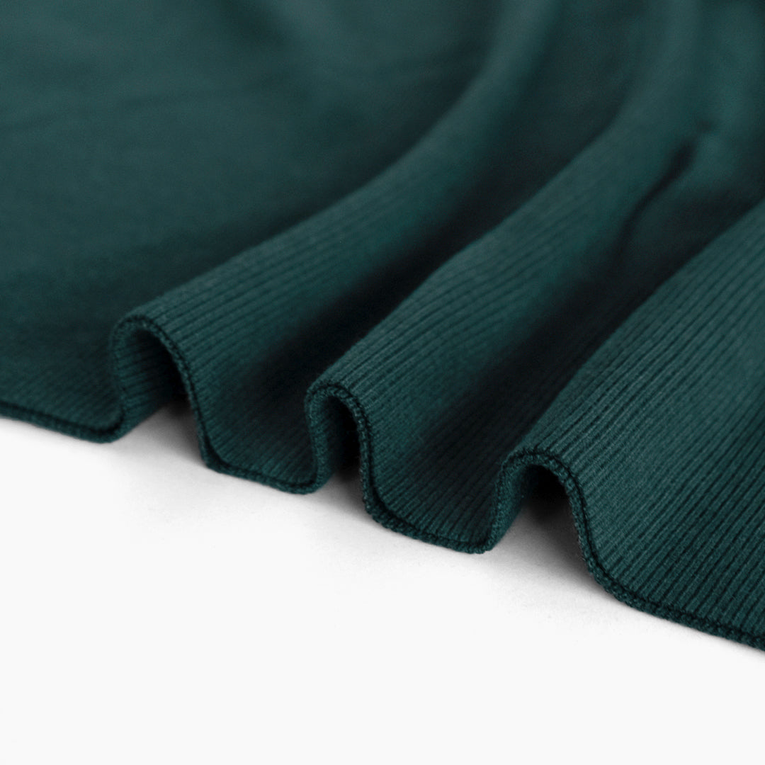 Bamboo & Cotton Sweatshirt Ribbing - Peacock | Blackbird Fabrics