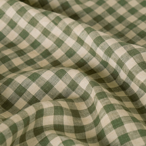 Gingham Soft Washed Linen - Basil | Blackbird Fabrics