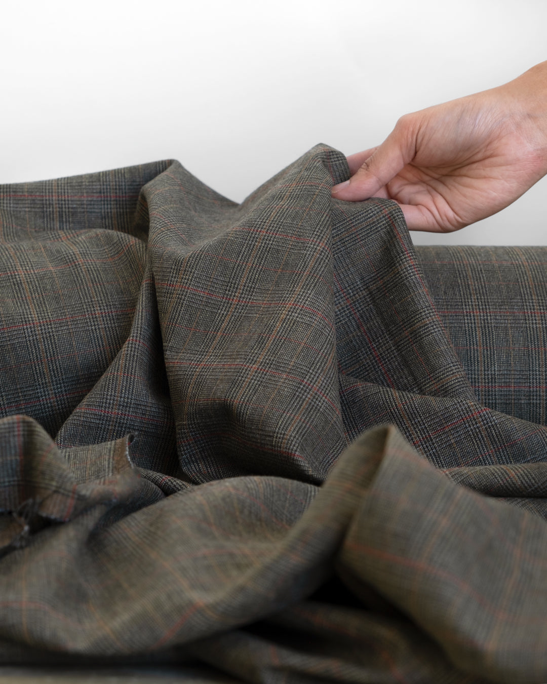 Deadstock Yarn Dyed Check Wool Blend Suiting - Marsh