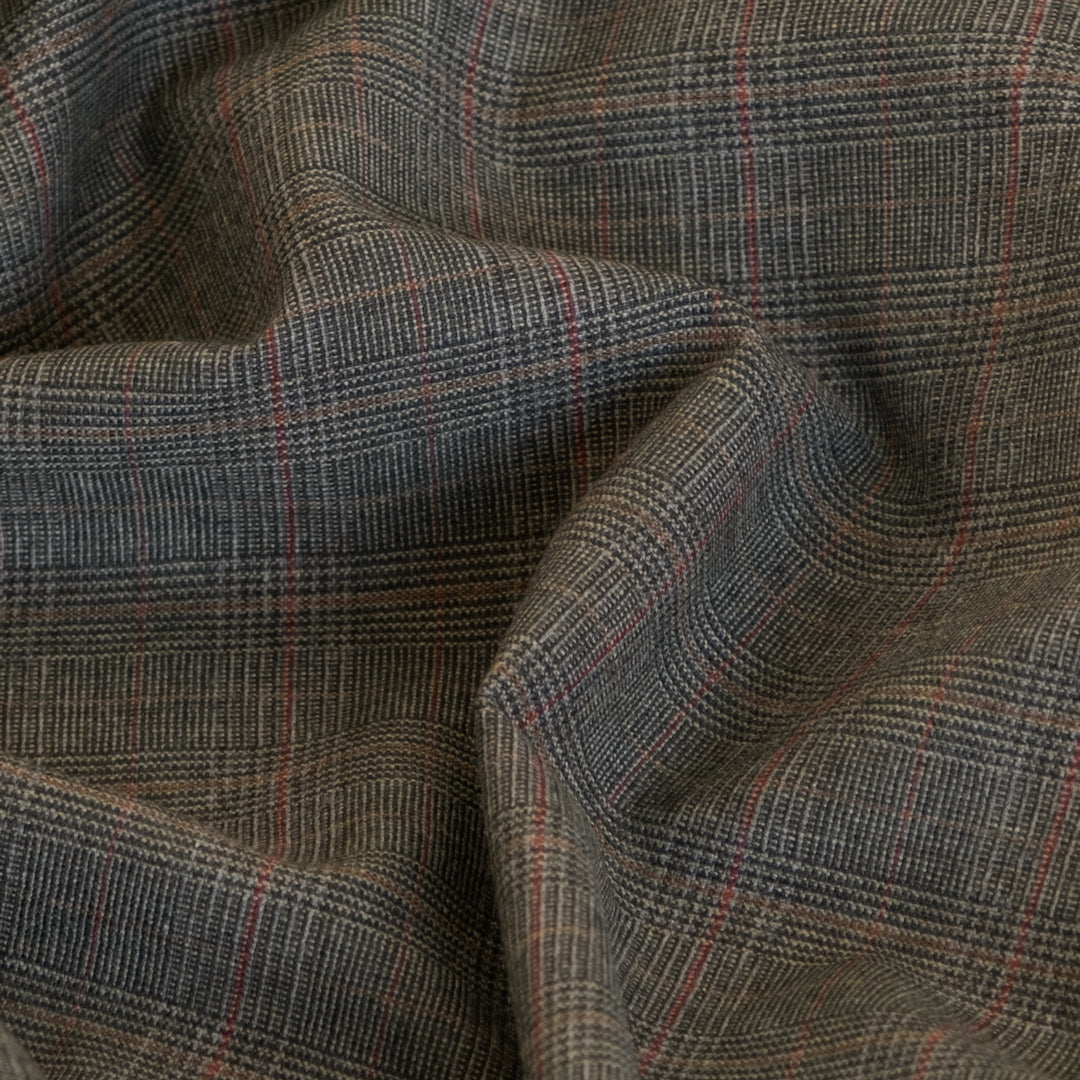 Deadstock Yarn Dyed Check Wool Blend Suiting - Marsh