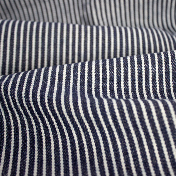 Blue Railroad Stripe Fabric Peek a Boo Patches, IRON ON Denim