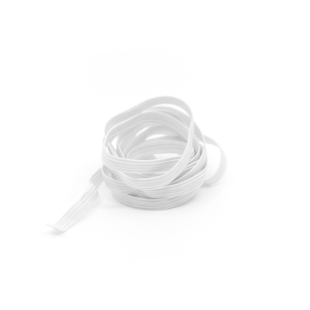 ¼" (6mm) Flat Braided Elastic - White - 1 meter