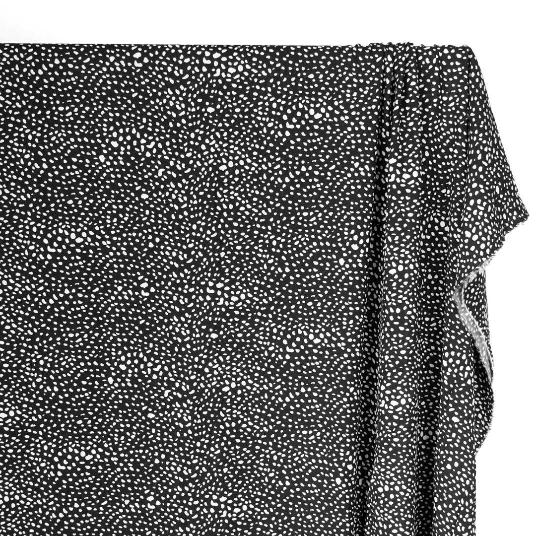 Spotty Leopard Rayon Challis - Black/White