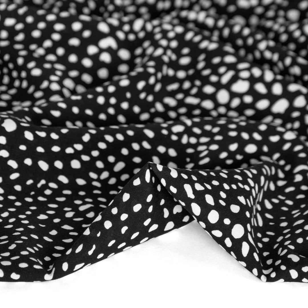 Spotty Leopard Rayon Challis - Black/White