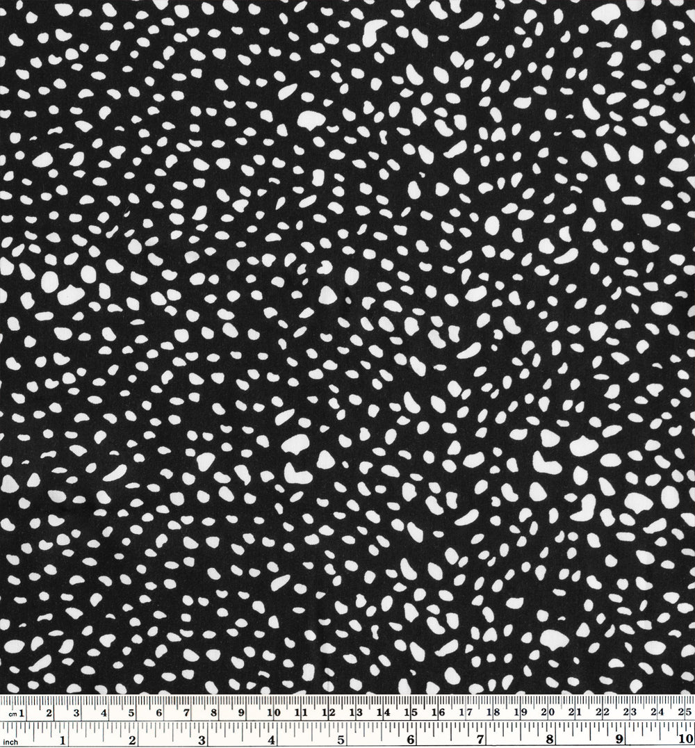 Spotty Leopard Rayon Challis - Black/White