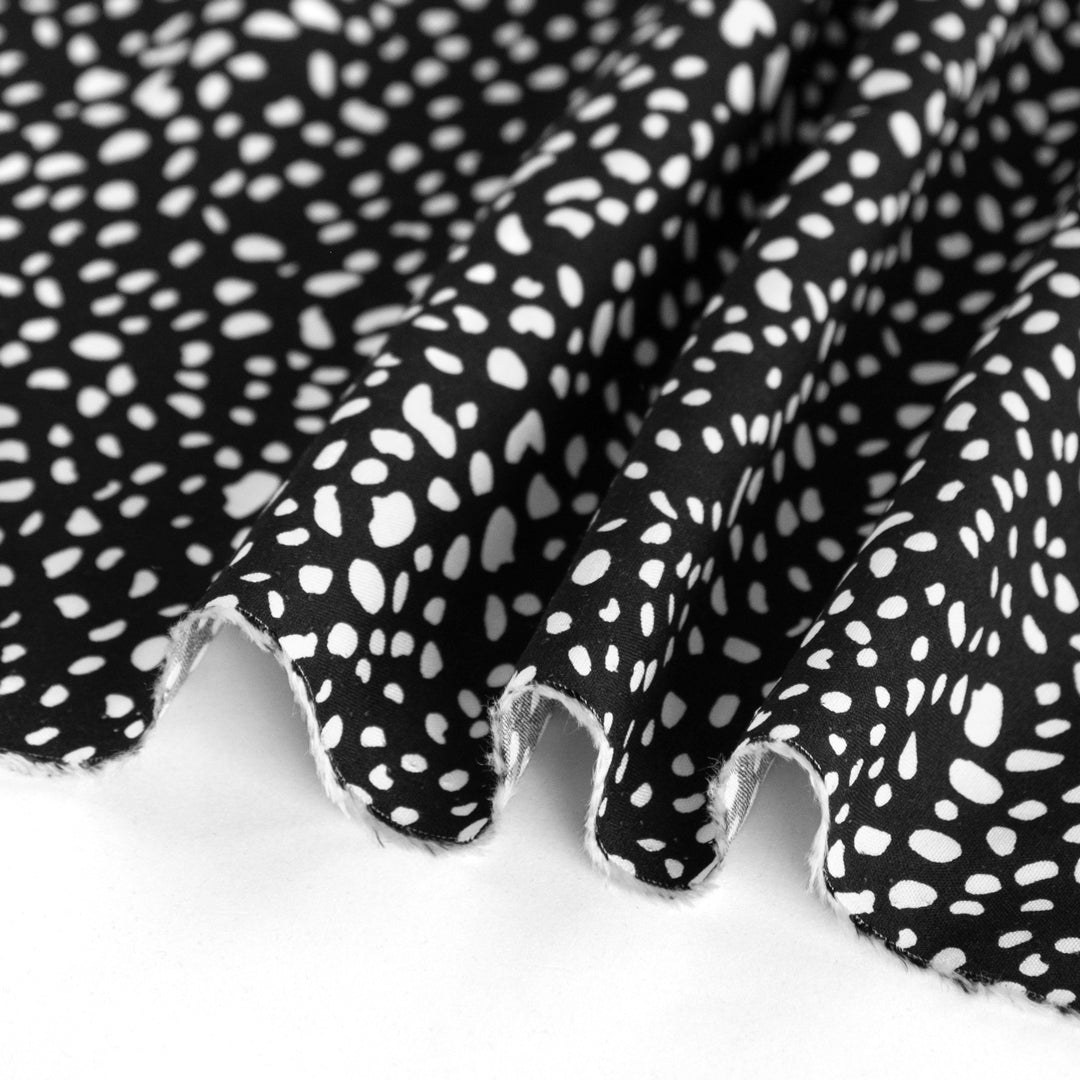 Spotty Leopard Rayon Challis - Black/White